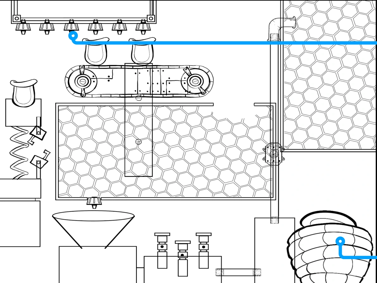 Honey Nut Cheerios Level 10 layout study · linework and route planning.