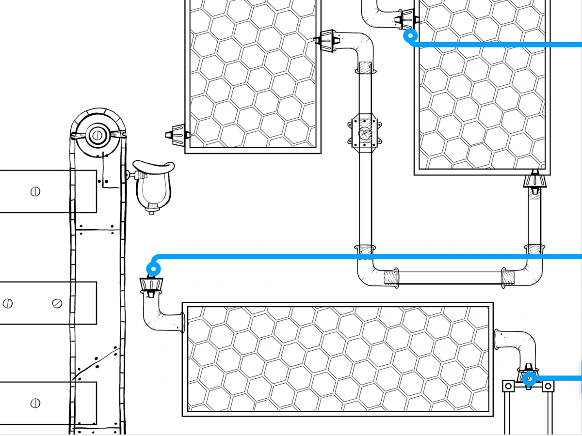 Honey Nut Cheerios Level 6 layout study · linework and route planning.