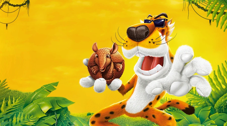 Cheetos Rainforest level artwork featuring Chester and an armadillo.